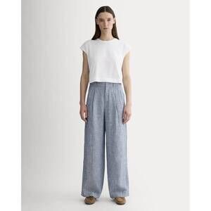 Everlane Women's Linen Way-High® Drape Pant in White/Blue, Size 0